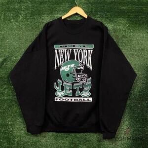 Nfl New York Jets Black Crewneck Sweatshirt Va107
